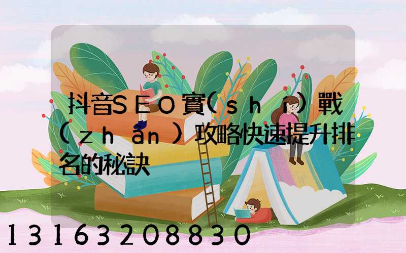 抖音SEO實(shí)戰(zhàn)攻略快速提升排名的秘訣